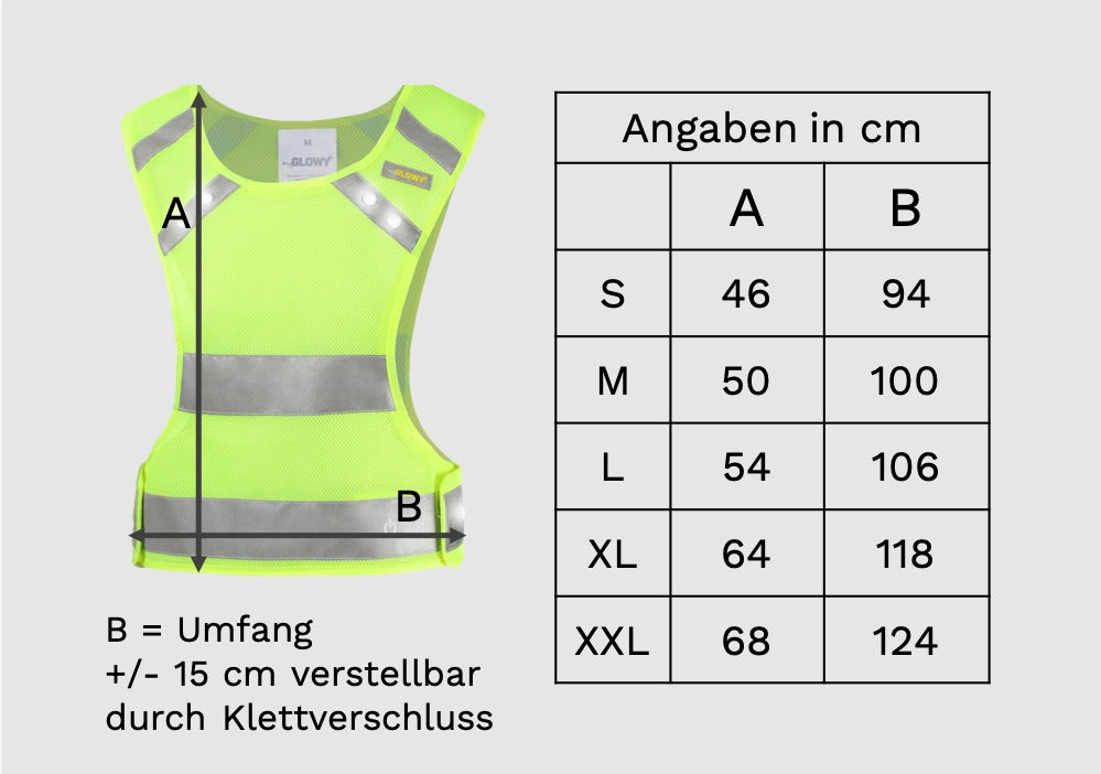 Größentabelle Warnweste Erwachsene