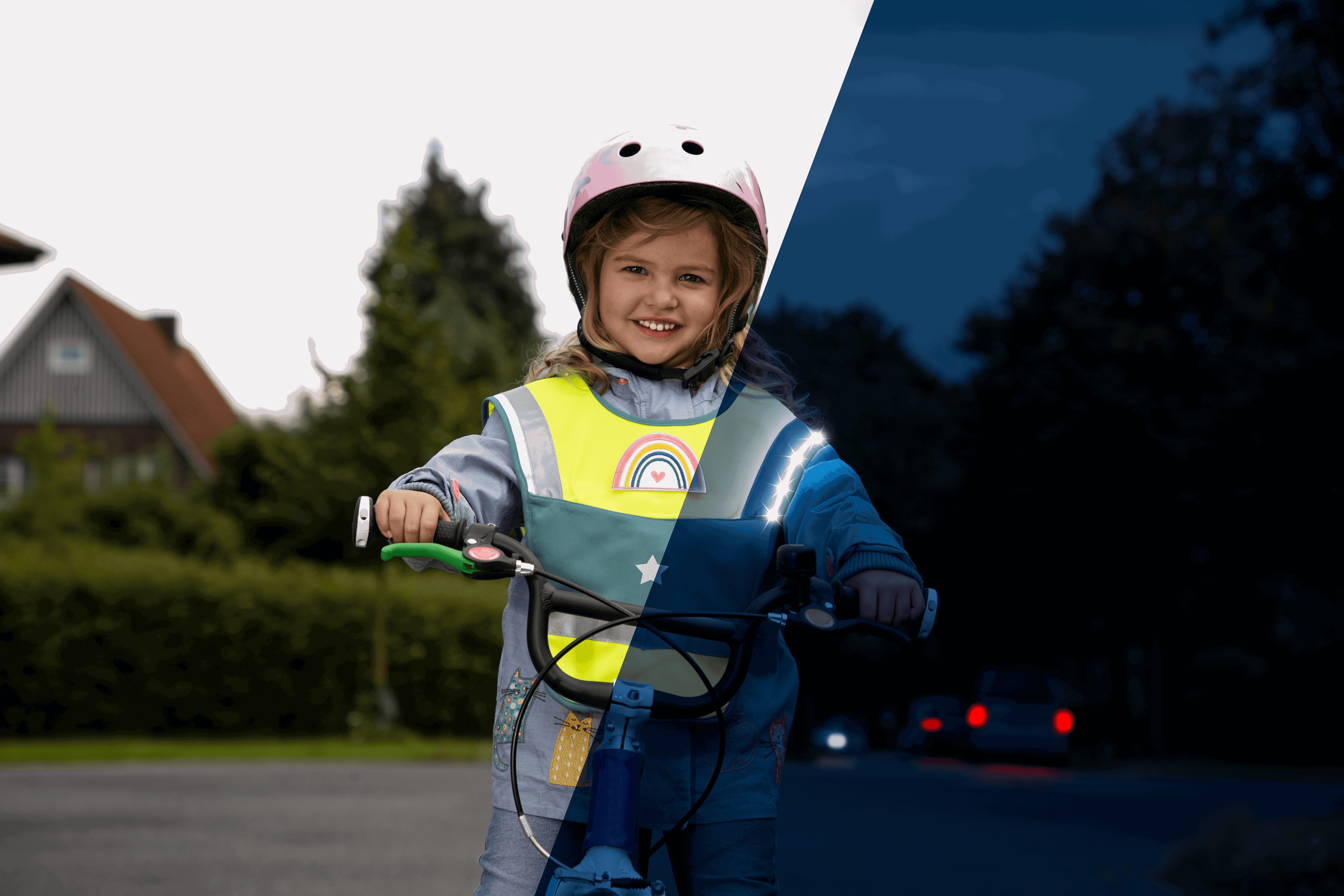LED Wanweste für Kinder von heyReflect im Straßenverkehr