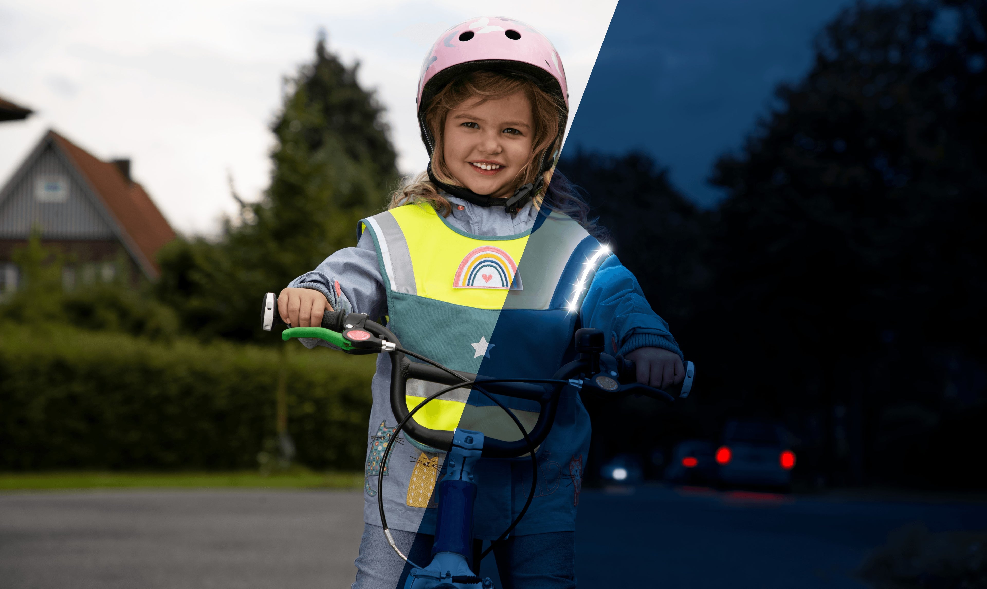 4 Stück Kinder Sicherheitsweste Sicherheit Warnweste Tragbare  reflektierende Weste für Outdoor-Aktivität Running Reiten (orange,  fluoreszierend gelb, blau, R