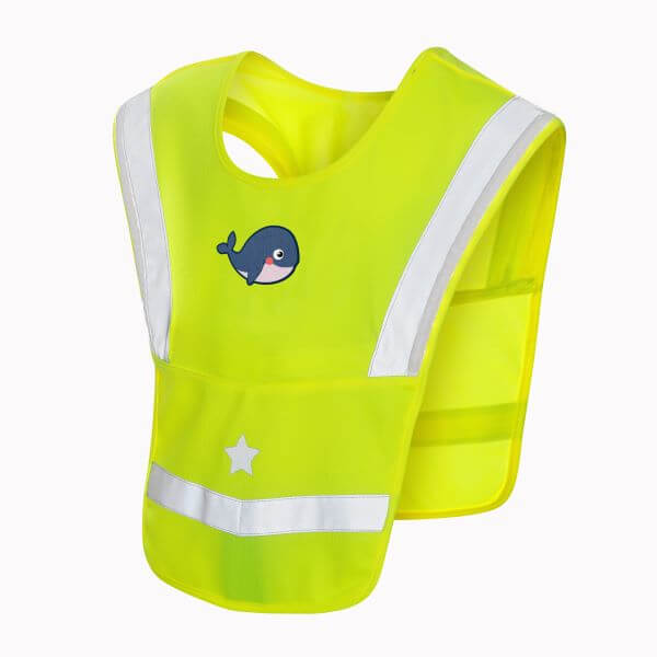 LED Warncape für Kinder gelb mit Wal-Patch