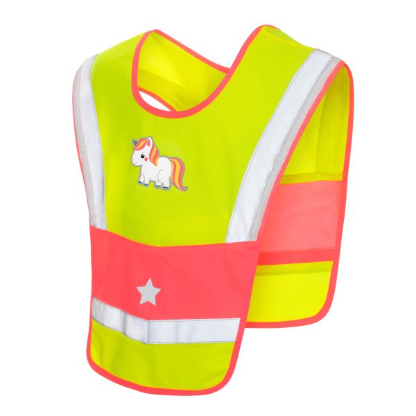 LED Warncape für Kinder rosa mit Einhorn-Patch